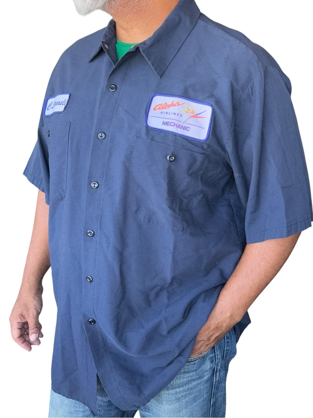 Aloha Airlines Hawaii mechanic shirt with patches size XL - Picture 2 of 6